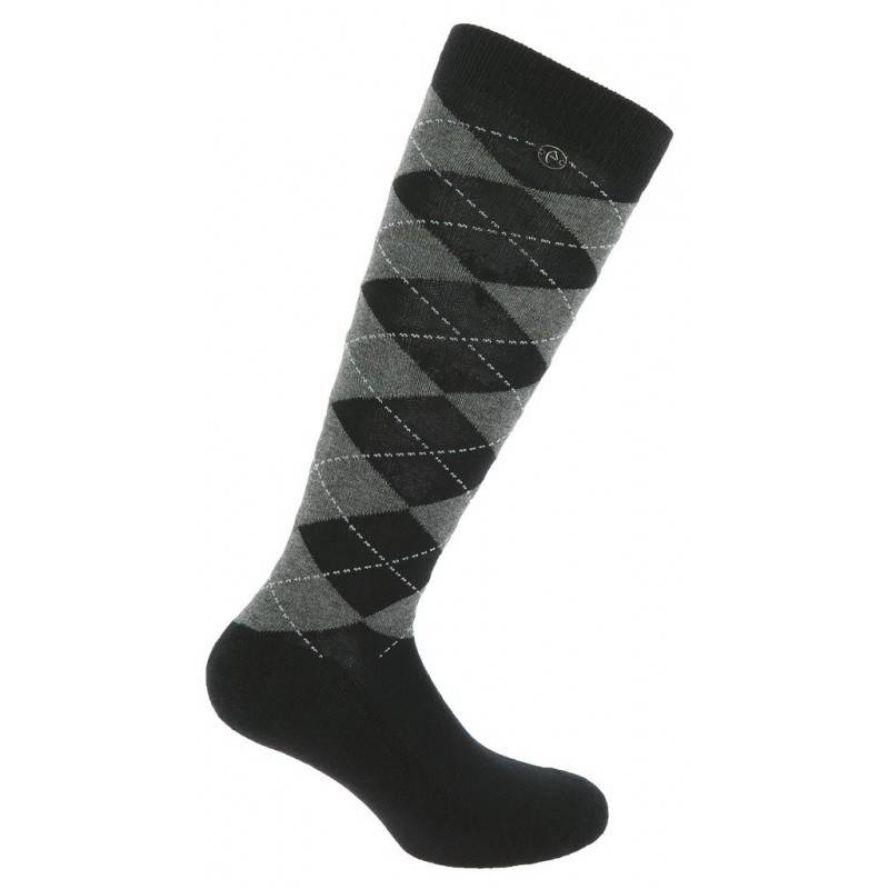 Chaussettes Equithème Argyle - Taille 39/41 - Noir Gris