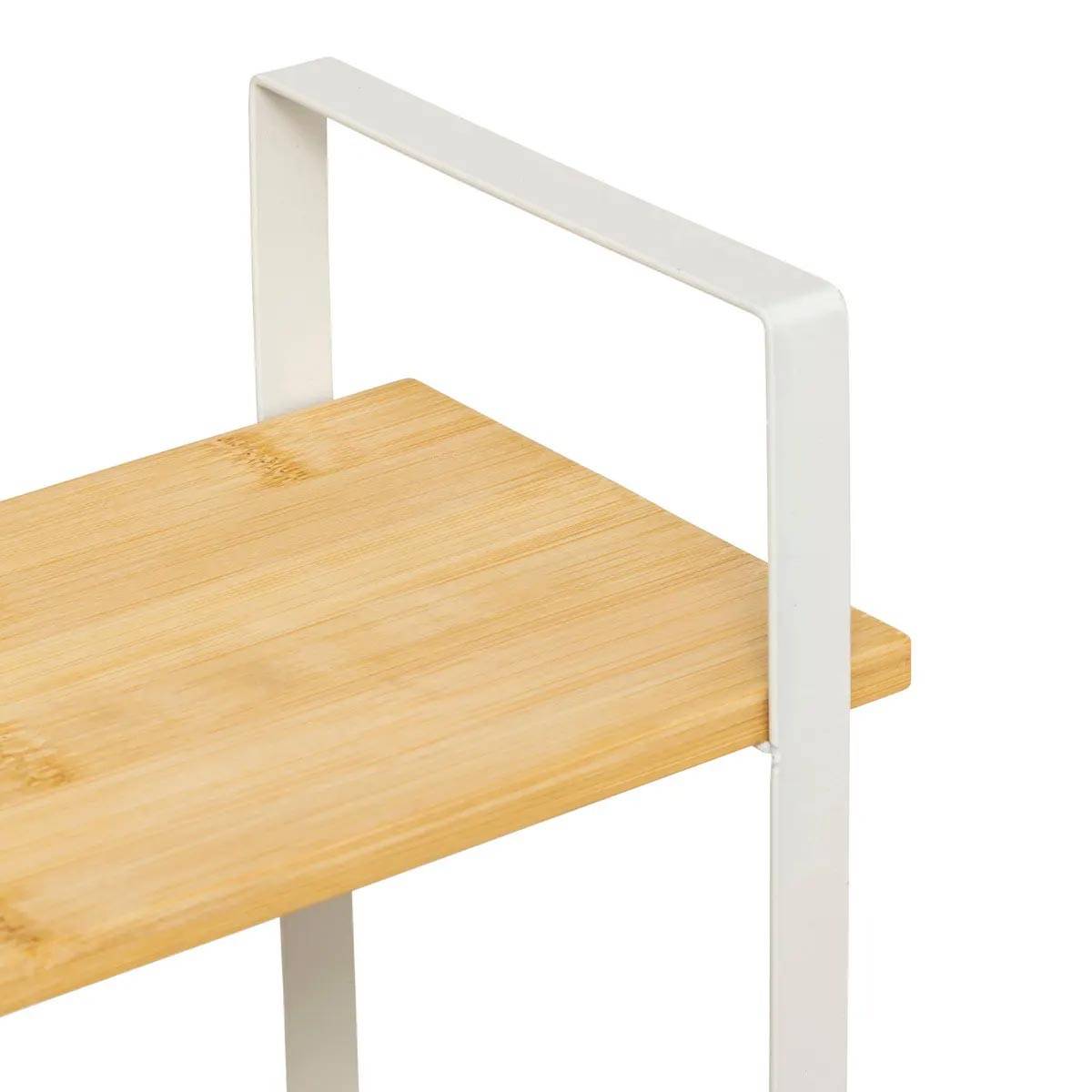 Étagère 2 Niveaux en Bambou "Ordera" 30cm Naturel & Blanc - Image 2