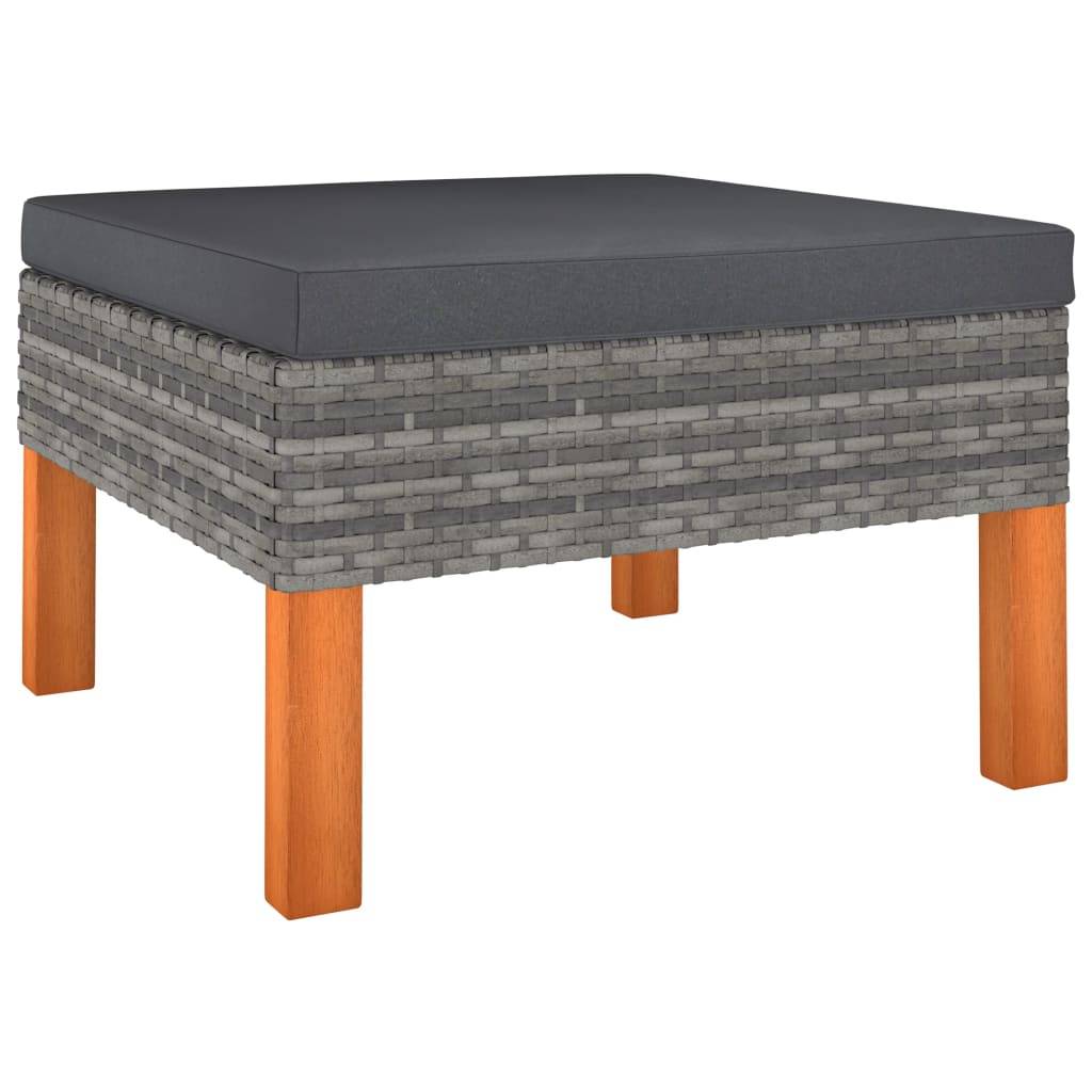 Helloshop26 - Salon de jardin meuble d'extérieur ensemble de mobilier 9 pièces avec coussins résine tressée gris - Image 4
