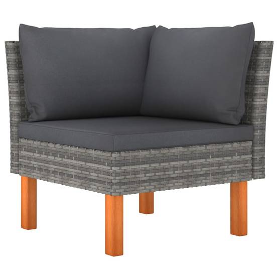 Helloshop26 - Salon de jardin meuble d'extérieur ensemble de mobilier 9 pièces avec coussins résine tressée gris - Image 3