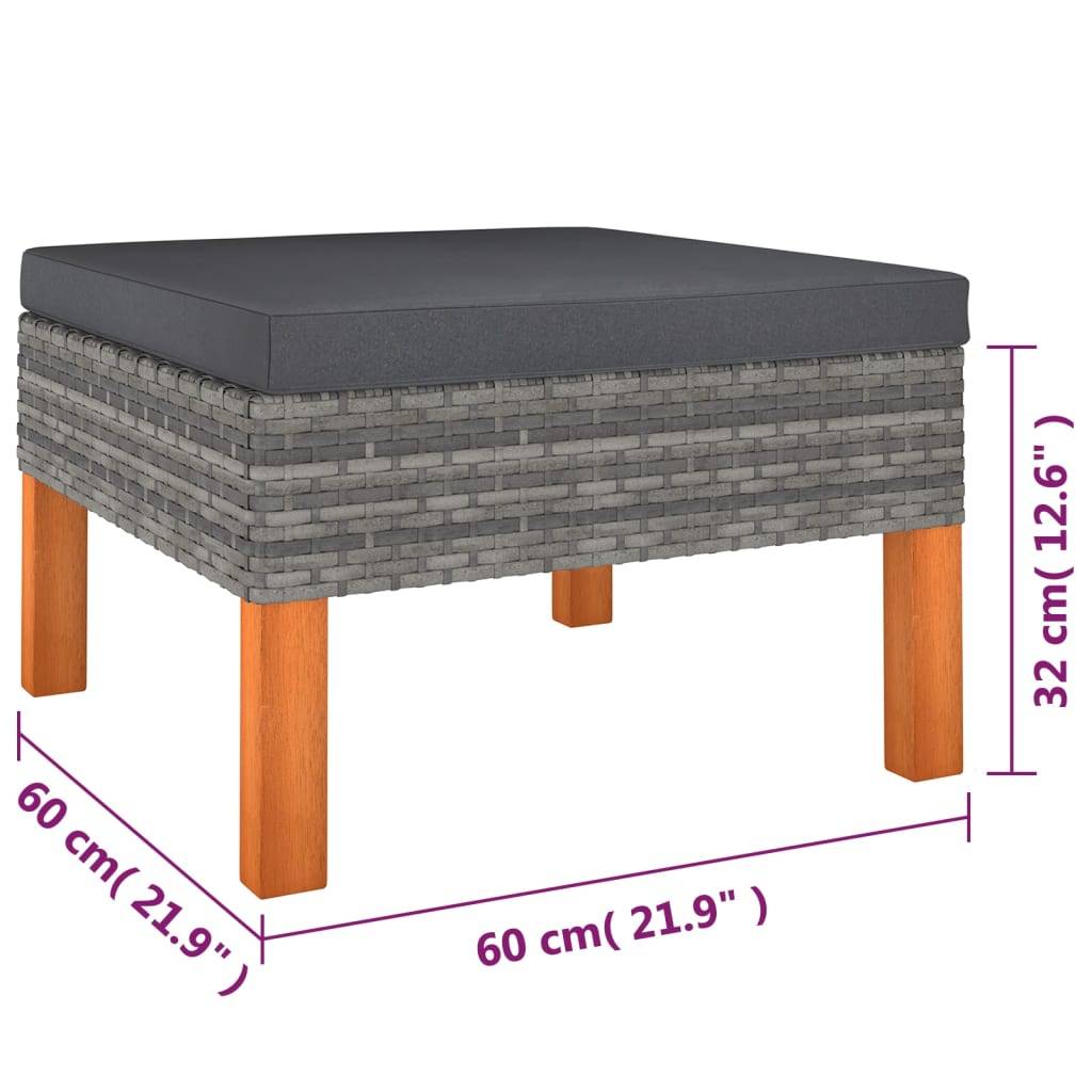 Helloshop26 - Salon de jardin meuble d'extérieur ensemble de mobilier 9 pièces avec coussins résine tressée gris - Image 6