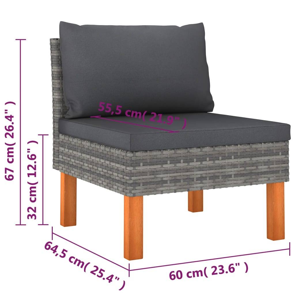 Helloshop26 - Salon de jardin meuble d'extérieur ensemble de mobilier 9 pièces avec coussins résine tressée gris - Image 7