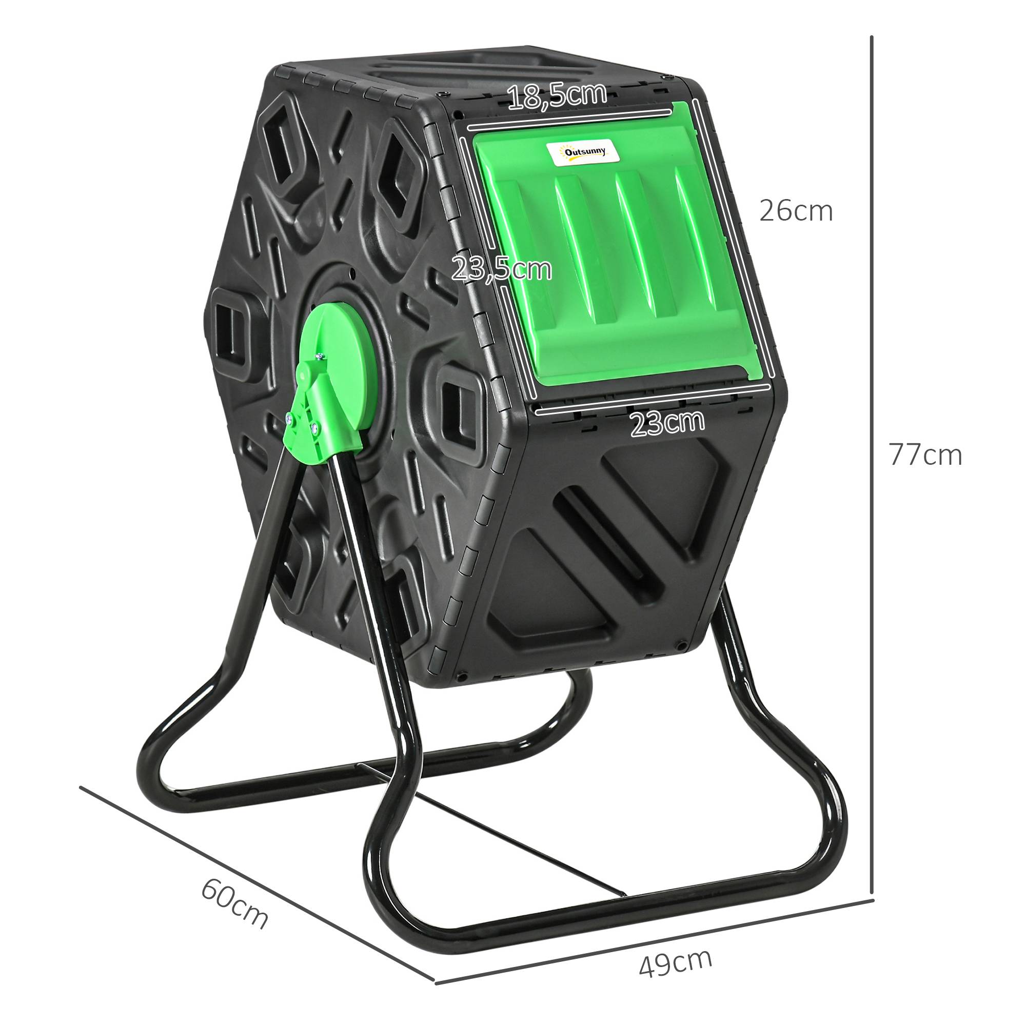 ComfortXL - Composteur Rotatif 65L Plastique Jardin Tambour Aéré 360° Noir Vert - ComfortXL Outdoor Living - Image 3