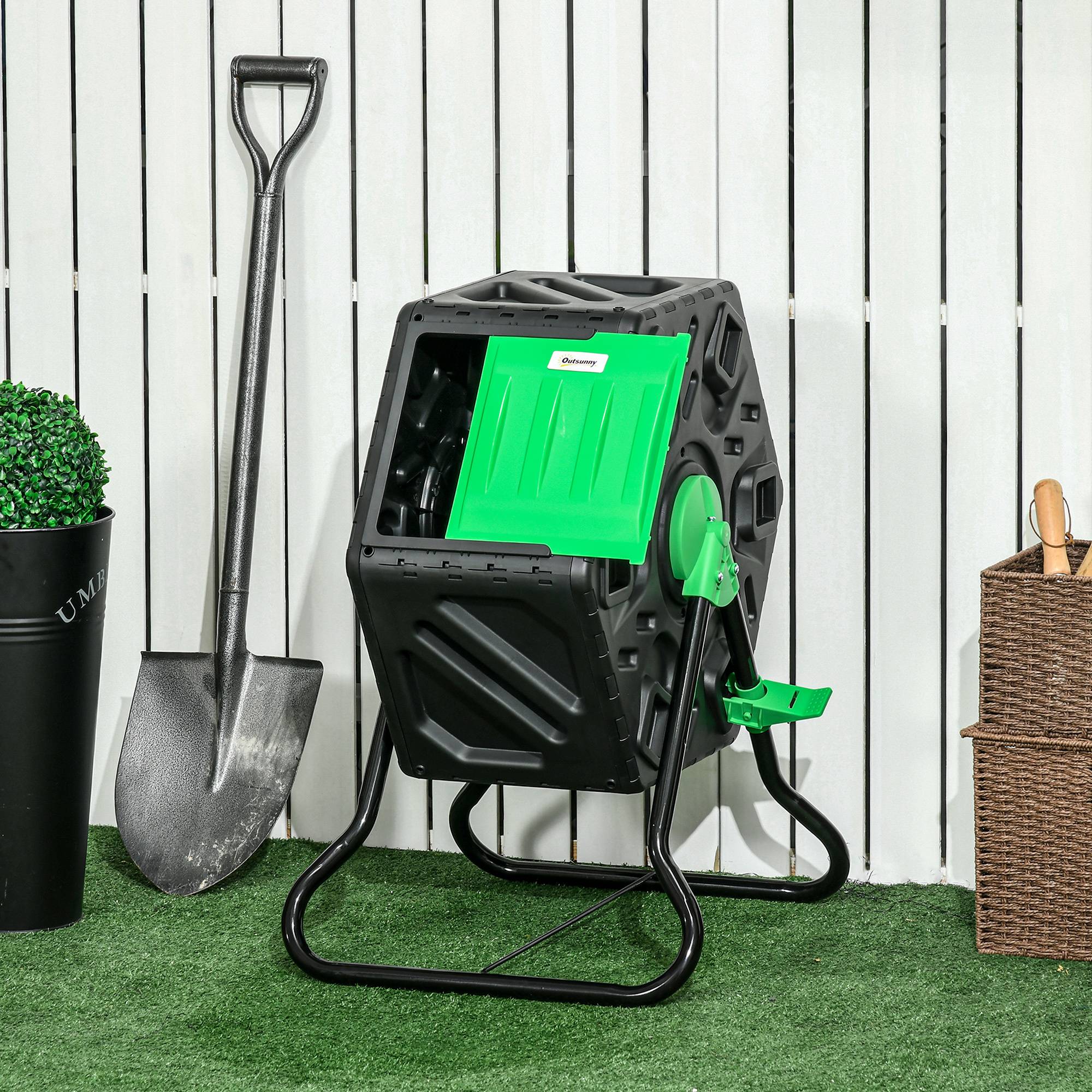 ComfortXL - Composteur Rotatif 65L Plastique Jardin Tambour Aéré 360° Noir Vert - ComfortXL Outdoor Living - Image 1