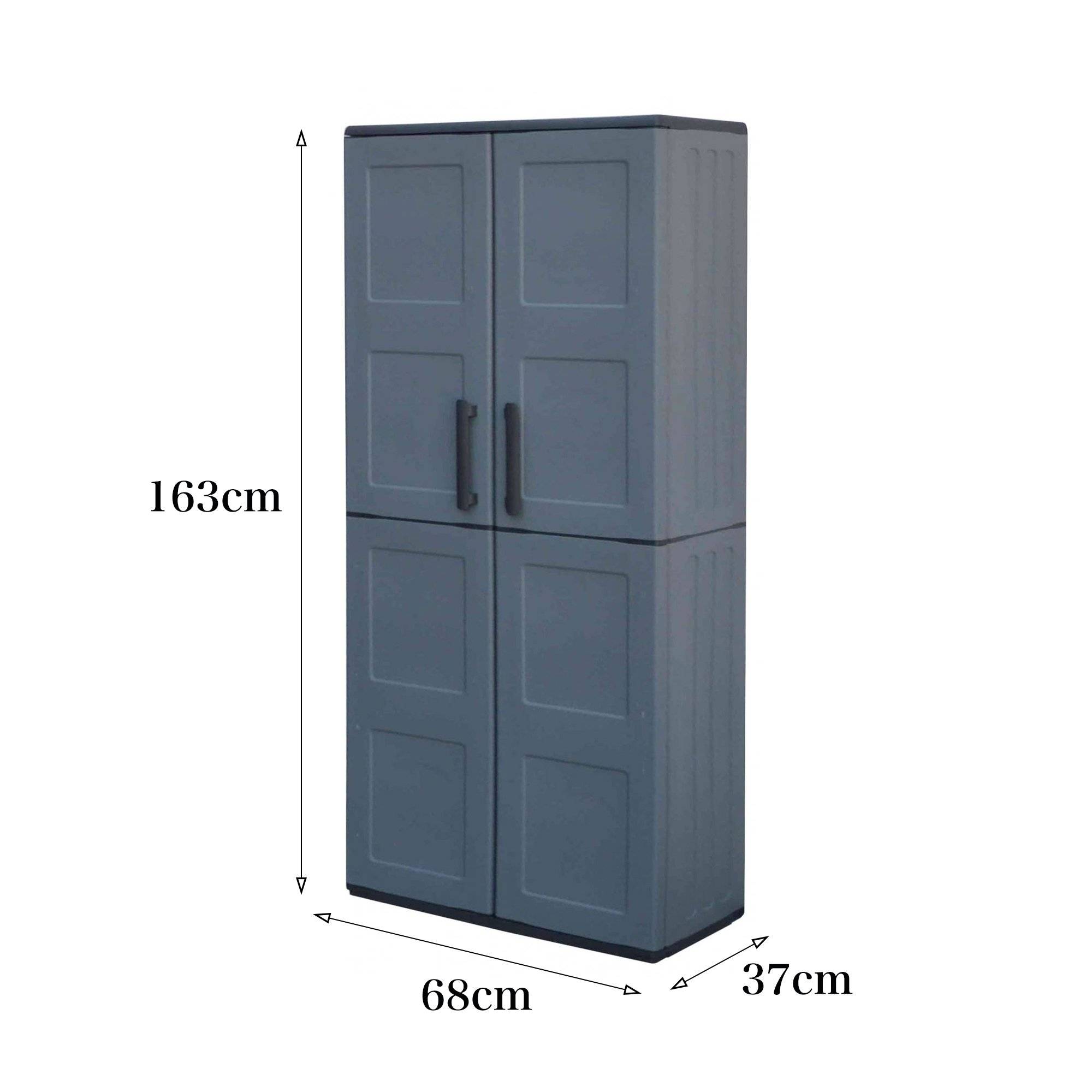 Dmora - Armoire d'extérieur Clavier, Meubles de balcon, Armoire polyvalente avec étagères, 68x37h163 cm, Gris et Noir, Finition damier - Dmora - Image 3