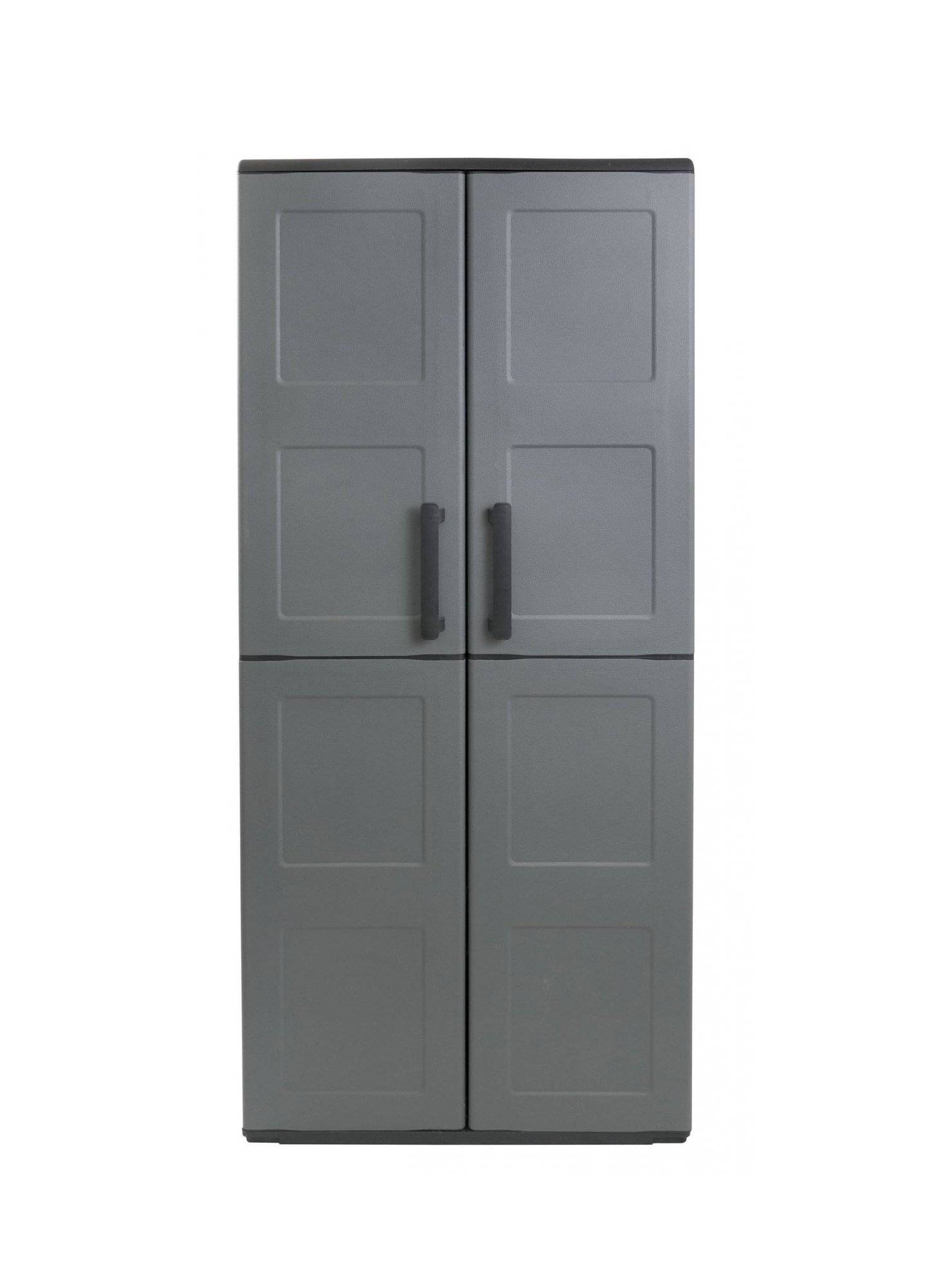 Dmora - Armoire d'extérieur Clavier, Meubles de balcon, Armoire polyvalente avec étagères, 68x37h163 cm, Gris et Noir, Finition damier - Dmora - Image 6