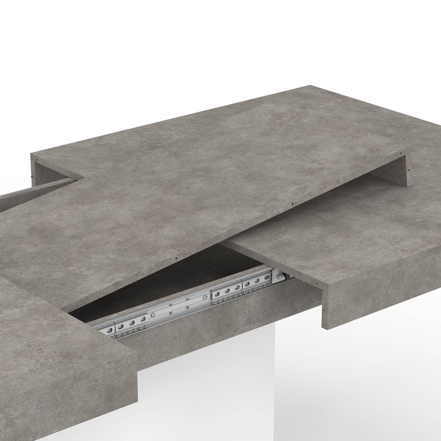 Table à manger extensible rectangle EDEN 6-10 personnes béton et blanc 160-200 cm - Image 6