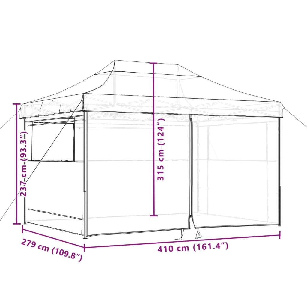 Tente de réception pliable escamotable avec 4 parois latérales terre cuite 410 x 279 x 315 cm - PANGIVO - Image 10