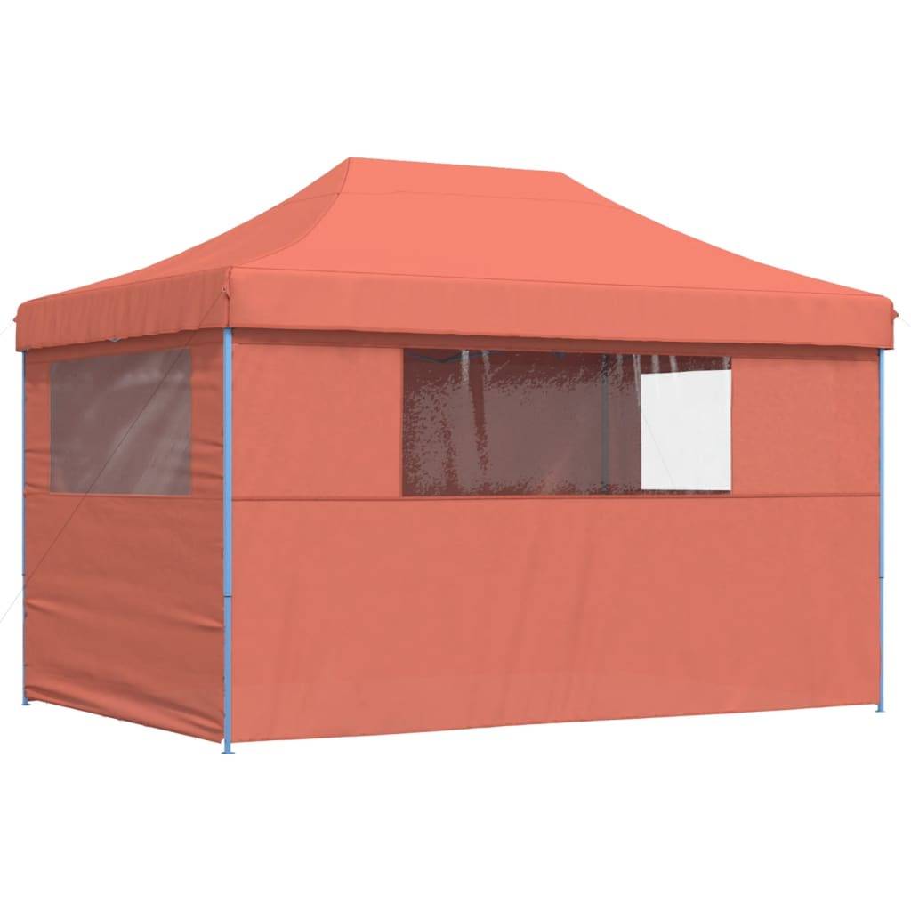 Tente de réception pliable escamotable avec 4 parois latérales terre cuite 410 x 279 x 315 cm - PANGIVO - Image 5