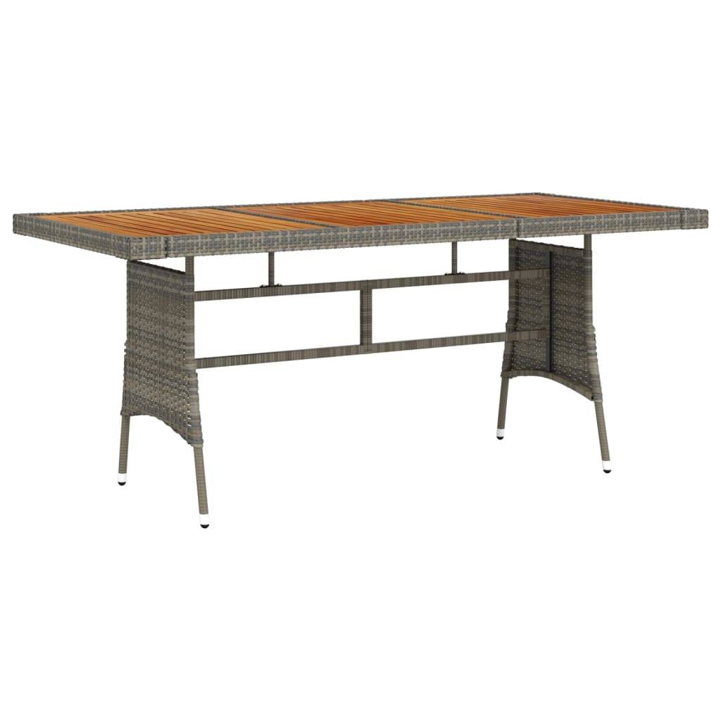 ComfortXL - Table de Repas de Jardin Grise 160x70cm, Style Contemporain en Résine Tressée et Bois d'Acacia – ComfortXL Outdoor Living - Image 1