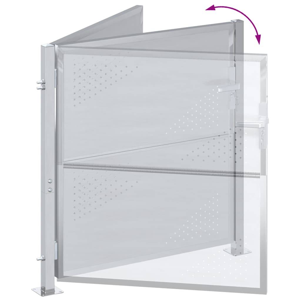 Portail d'Entrée Acier Inoxydable pour Jardin et Terrasse 95 x 100 cm Argenté - ComfortXL Outdoor Living - Image 8