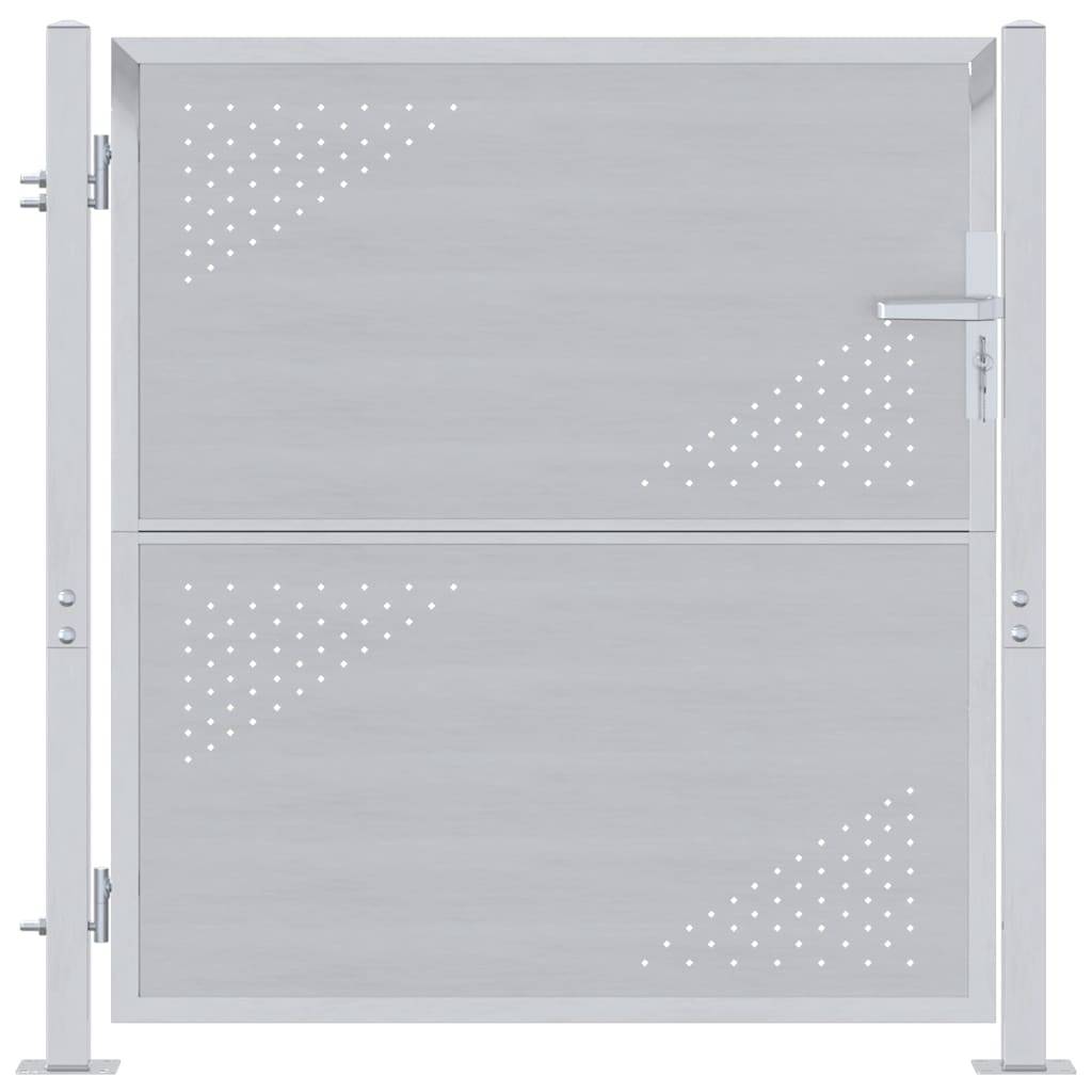 Portail d'Entrée Acier Inoxydable pour Jardin et Terrasse 95 x 100 cm Argenté - ComfortXL Outdoor Living - Image 2