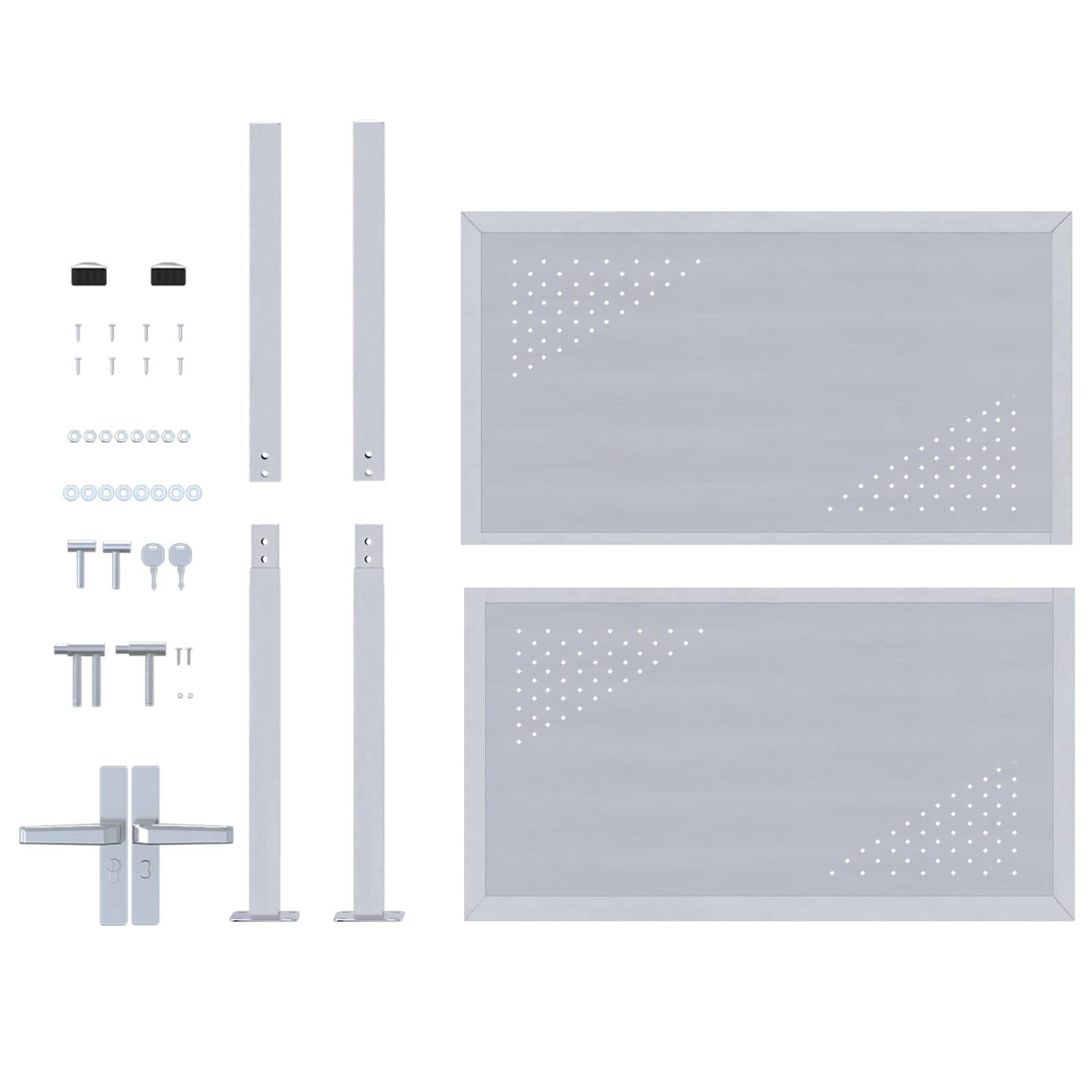Portail d'Entrée Acier Inoxydable pour Jardin et Terrasse 95 x 100 cm Argenté - ComfortXL Outdoor Living - Image 9