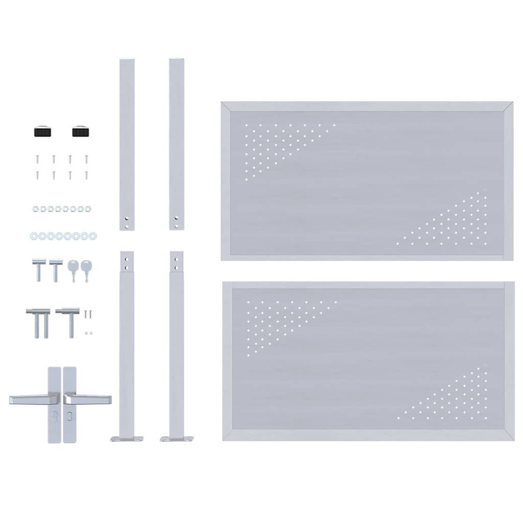 Portail d'Entrée Acier Inoxydable pour Jardin et Terrasse 95 x 100 cm Argenté - ComfortXL Outdoor Living - Image 7