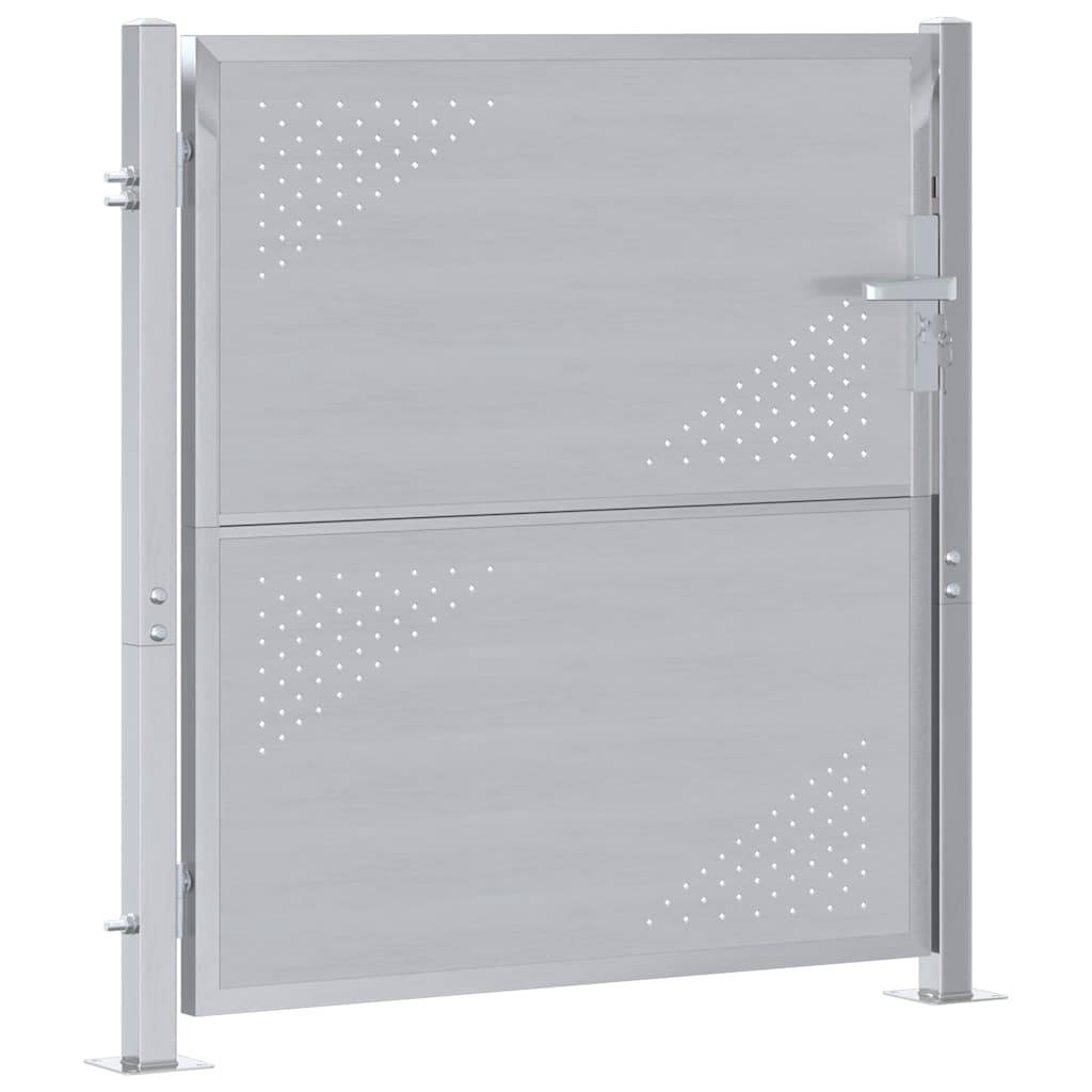 Portail d'Entrée Acier Inoxydable pour Jardin et Terrasse 95 x 100 cm Argenté - ComfortXL Outdoor Living - Image 4