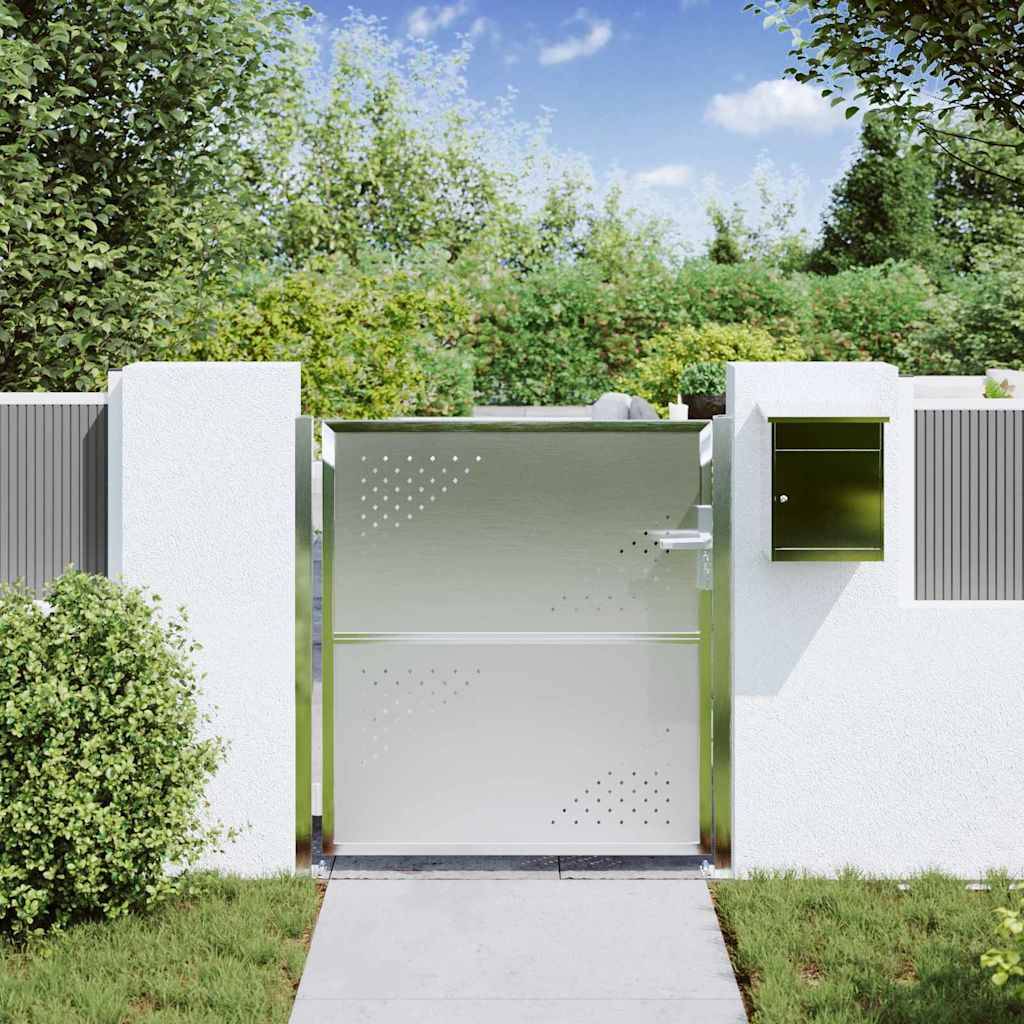 Portail d'Entrée Acier Inoxydable pour Jardin et Terrasse 95 x 100 cm Argenté - ComfortXL Outdoor Living - Image 3