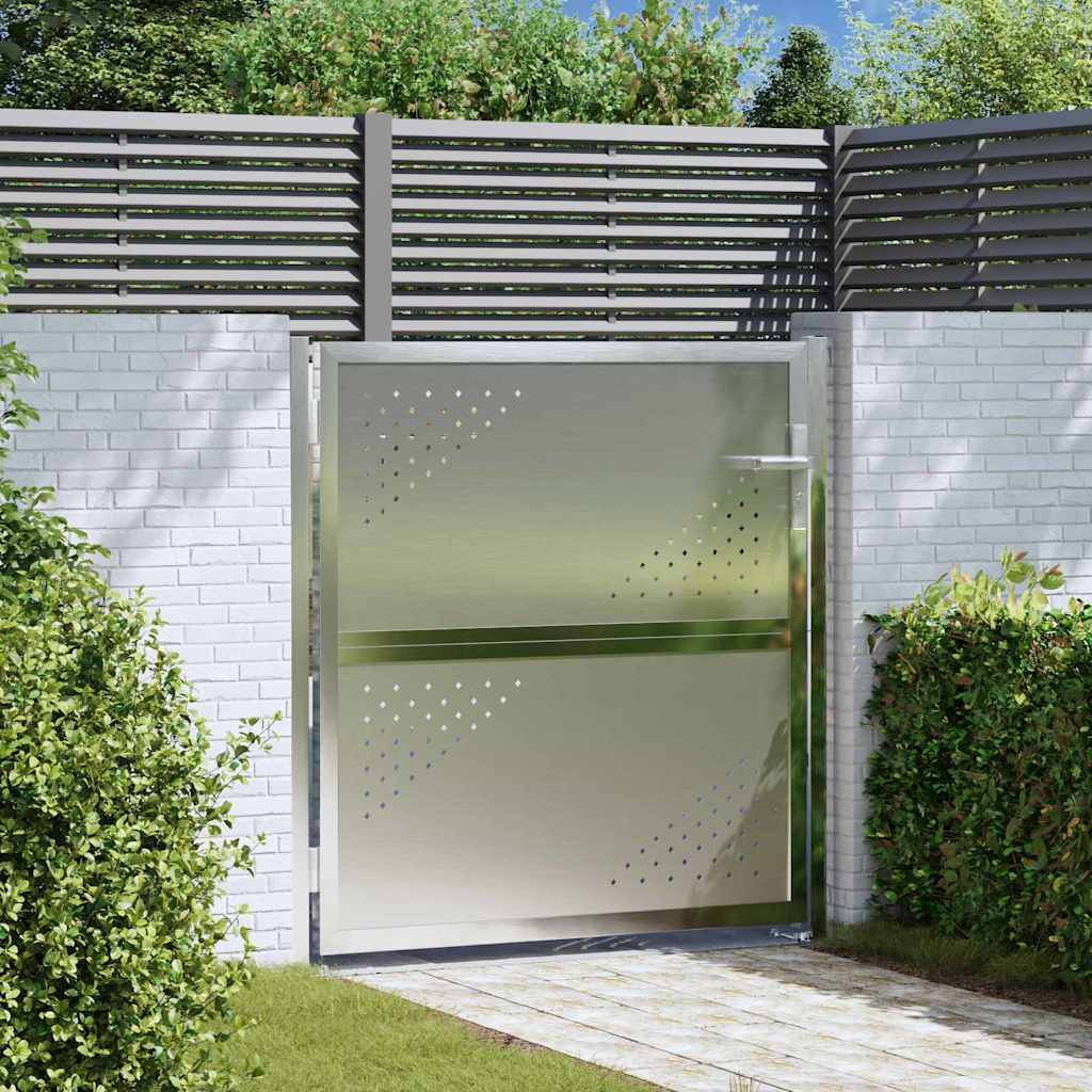 Portail d'Entrée Acier Inoxydable pour Jardin et Terrasse 95 x 100 cm Argenté - ComfortXL Outdoor Living - Image 1