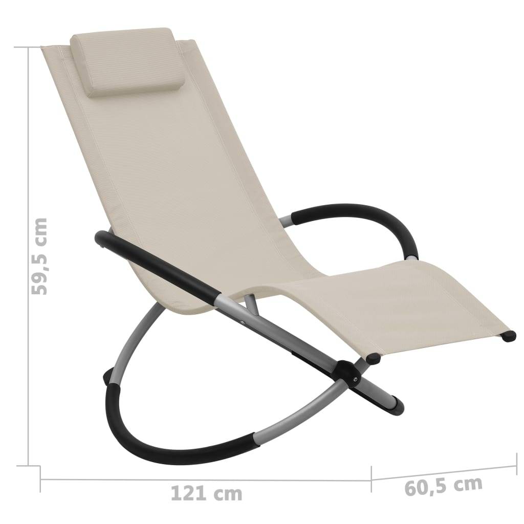 Helloshop26 - Transat chaise longue bain de soleil lit de jardin terrasse meuble d'extérieur pour enfants acier crème - Image 6