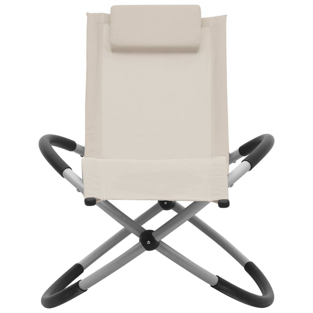 Helloshop26 - Transat chaise longue bain de soleil lit de jardin terrasse meuble d'extérieur pour enfants acier crème - Image 2