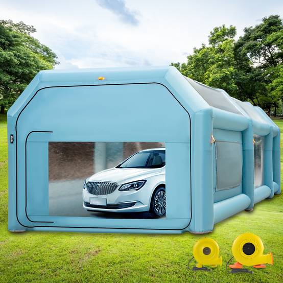 VEVOR Cabine Peinture Voiture 8x4x3m, Tente Gonflable Oxford 210D, Souffleurs 950W+330W, pour atelier/camping. - Image 8