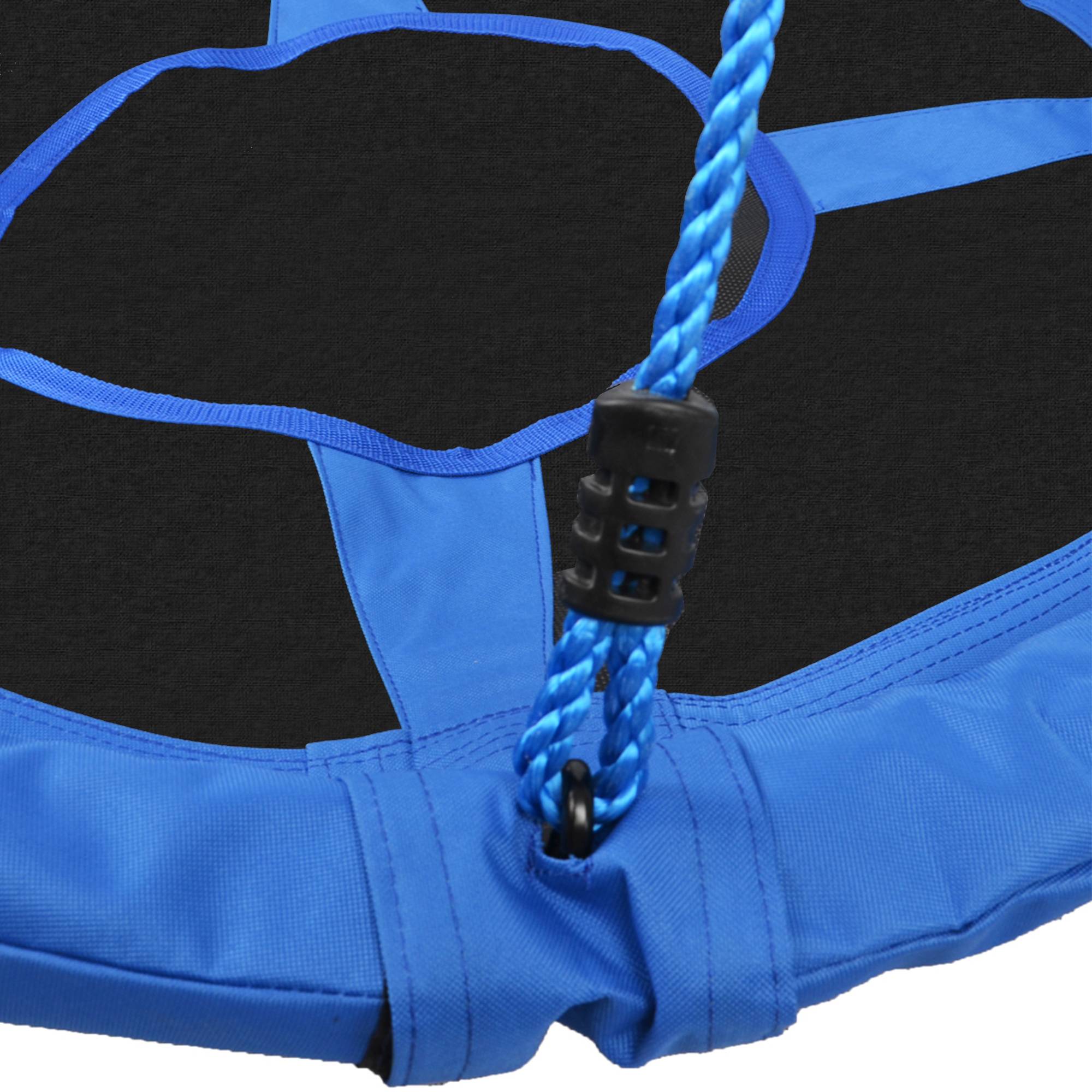 Balançoire nid ronde pour arbre dès 3 ans, charge 100 kg, intérieur extérieur, Ø100×180 cm, bleue, solide et confortable - Image 8