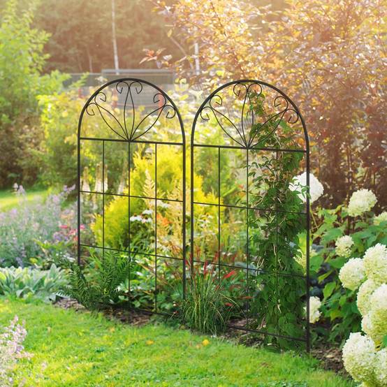 Lot 2 Treillis Jardin Métal Plantes Grimpantes Aménagement Extérieur 51x120cm Noir - ComfortXL Outdoor Living - Image 3
