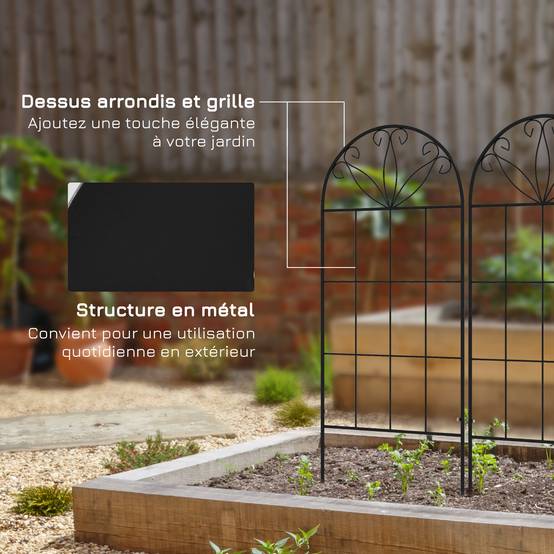 Lot 2 Treillis Jardin Métal Plantes Grimpantes Aménagement Extérieur 51x120cm Noir - ComfortXL Outdoor Living - Image 8