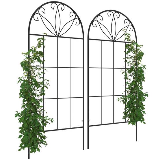 Lot 2 Treillis Jardin Métal Plantes Grimpantes Aménagement Extérieur 51x120cm Noir - ComfortXL Outdoor Living - Image 1