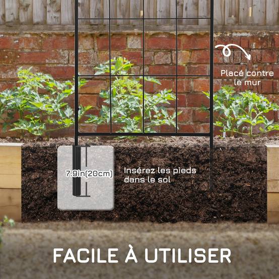 Lot 2 Treillis Jardin Métal Plantes Grimpantes Aménagement Extérieur 51x120cm Noir - ComfortXL Outdoor Living - Image 7