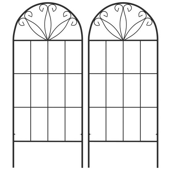 Lot 2 Treillis Jardin Métal Plantes Grimpantes Aménagement Extérieur 51x120cm Noir - ComfortXL Outdoor Living - Image 2