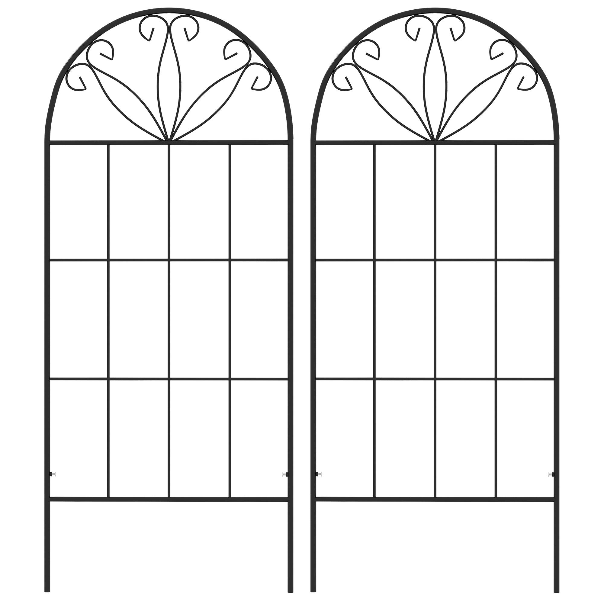 Lot 2 Treillis Jardin Métal Plantes Grimpantes Aménagement Extérieur 51x120cm Noir - ComfortXL Outdoor Living - Image 2