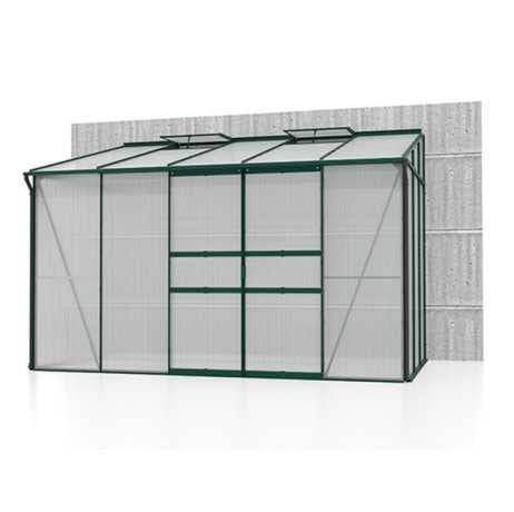 Vitavia - Serre adossée IDA 6500 - 6,50 m² polycarbonate avec porte coulissante et lucarnes, Couleur Noir, Polycarbonate 4 mm - Image 3