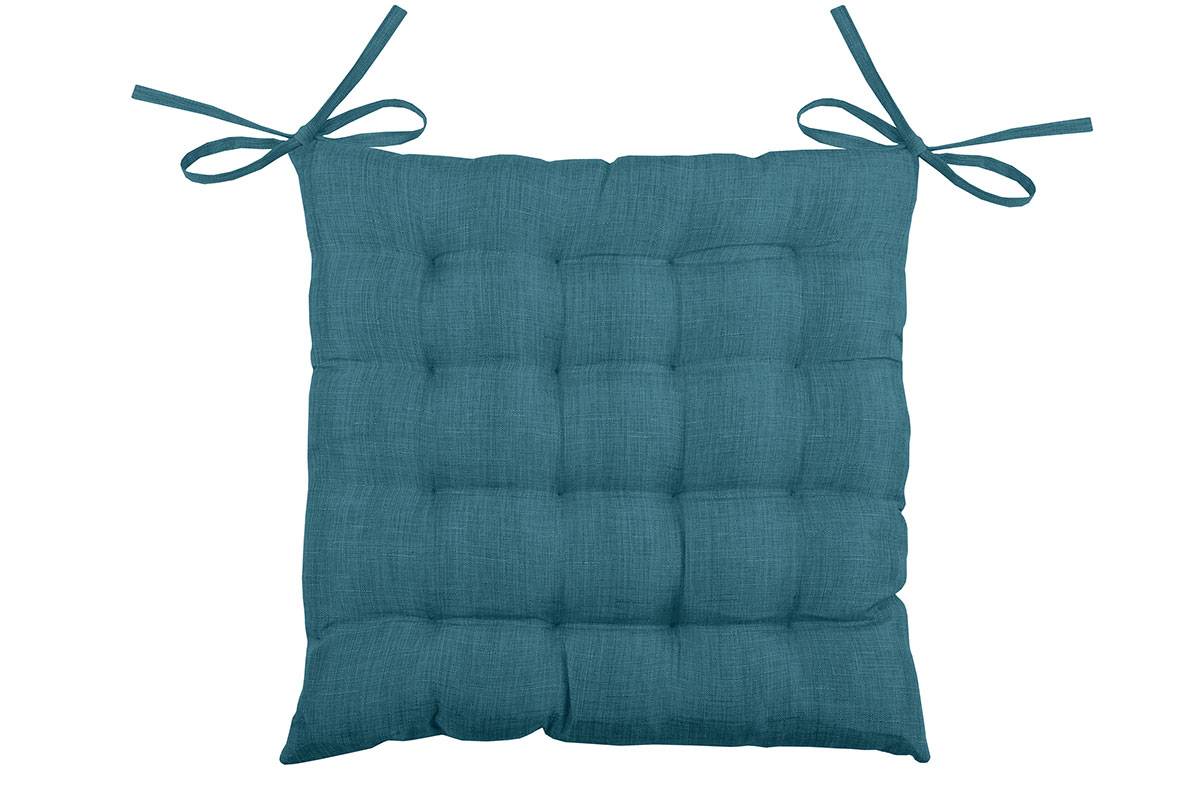 Lovely Casa - Galette de chaise unie en 16 points - LOVELY CASA - Polyester - Turquoise