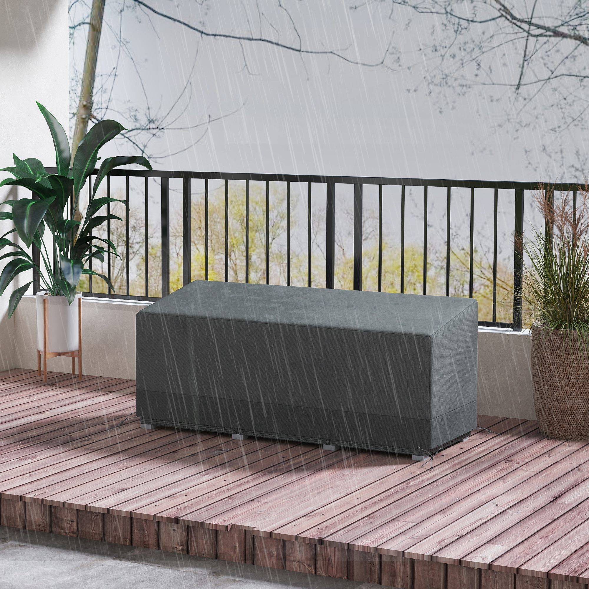 Housse de protection pour mobilier de jardin, résistante à l'hiver, imperméable et anti-UV, en tissu Oxford 600D, 190,5 x 72 x 76 cm, gris clair - Image 4