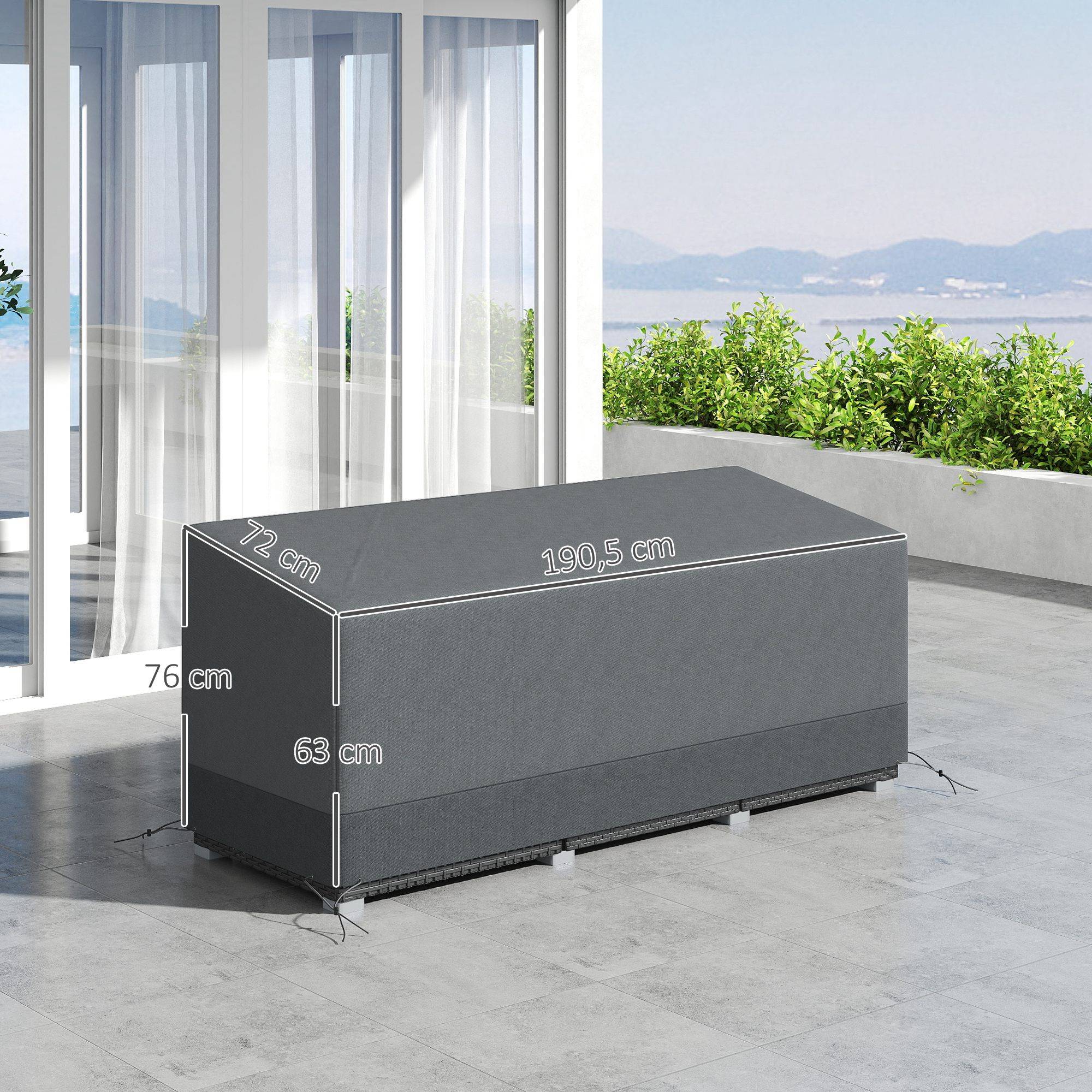Housse de protection pour mobilier de jardin, résistante à l'hiver, imperméable et anti-UV, en tissu Oxford 600D, 190,5 x 72 x 76 cm, gris clair - Image 5