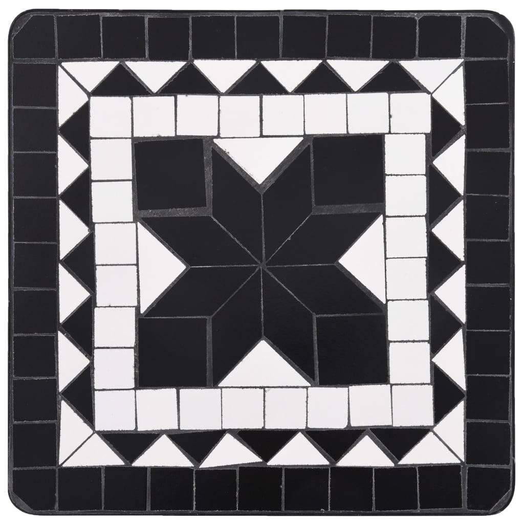 Maison Chic - Table de jardin - Table de bistro mosaïque noir et blanc Céramique HL907 - Image 4
