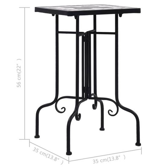 Maison Chic - Table de jardin - Table de bistro mosaïque noir et blanc Céramique HL907 - Image 7