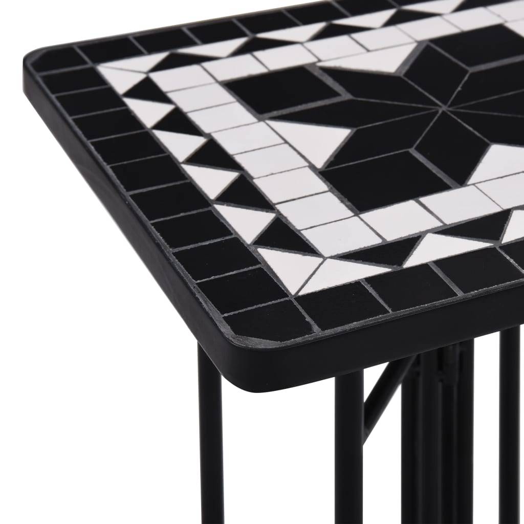 Maison Chic - Table de jardin - Table de bistro mosaïque noir et blanc Céramique HL907 - Image 5