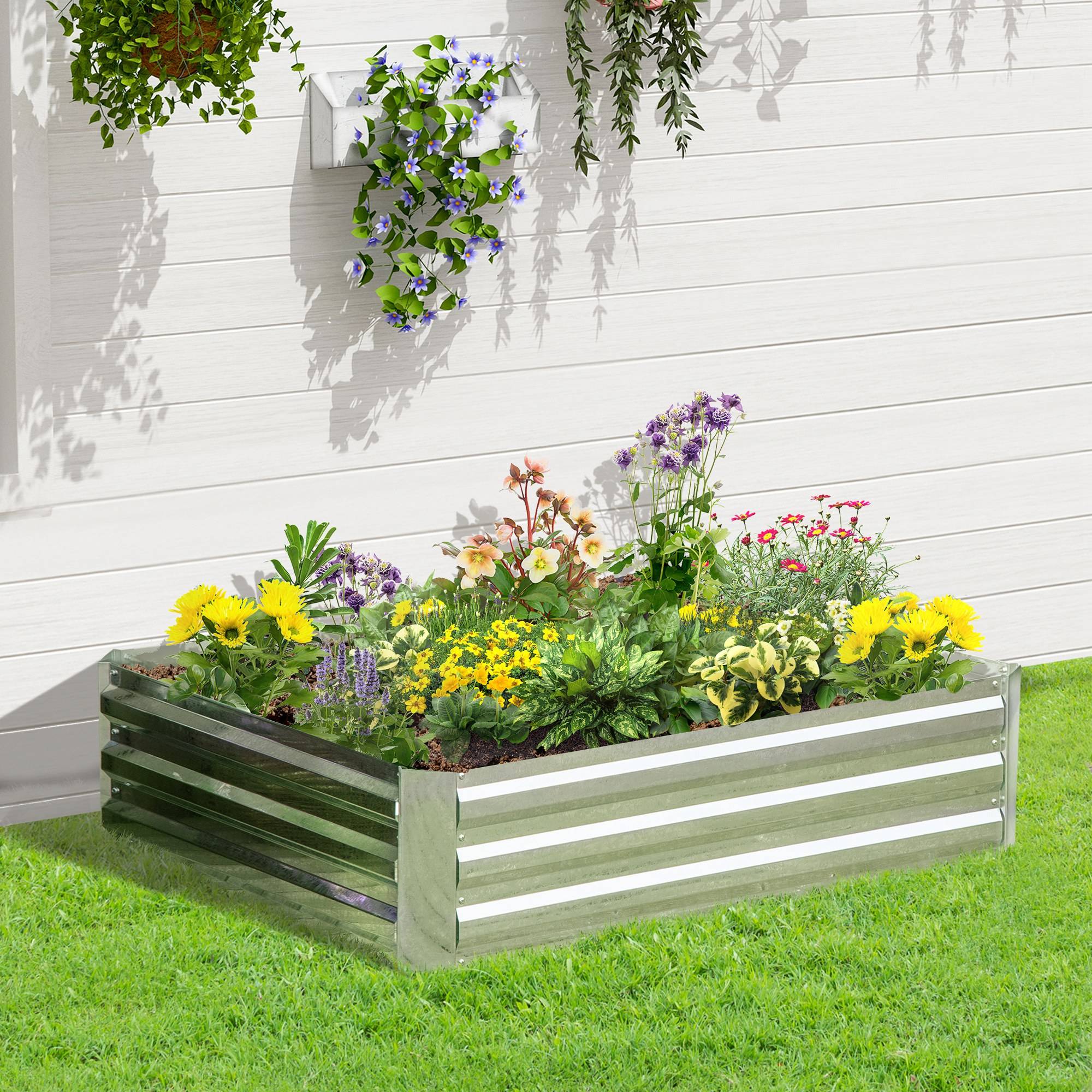 Sans Marque - Potager surélevé acier bac plantes châssis froid empilable fleurs légumes 120x90x30 cm - Image 3