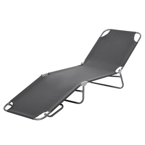 Transat de Jardin Pliant 5 Positions, Chaise Longue en Tissu Oxford Respirant, Plage, Piscine, Jardin, 187 x 55 x 24 cm, Gris - Image 1