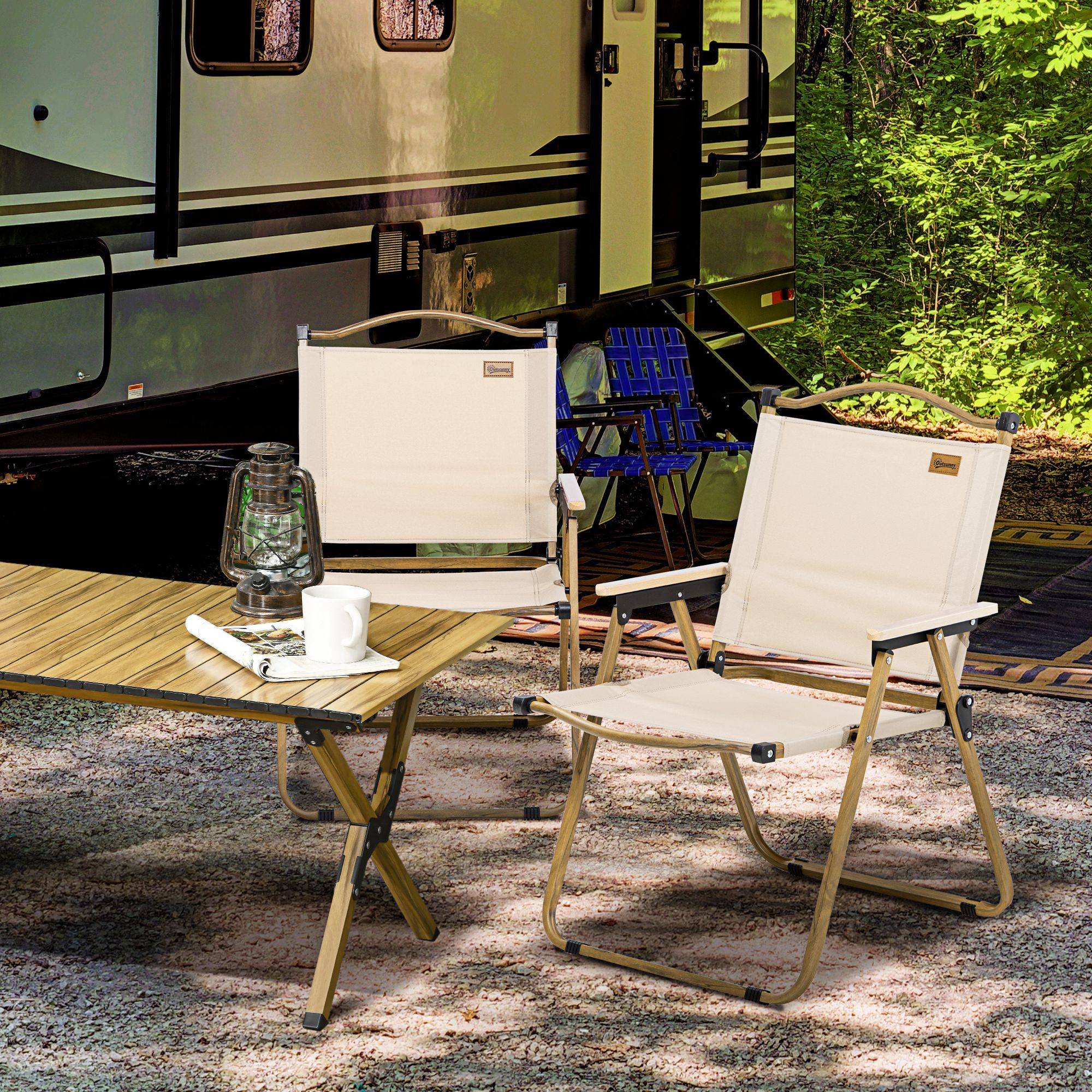 ComfortXL - Lot de 2 chaises pliantes acier et Oxford camping jardin plage avec accoudoirs kaki - ComfortXL Outdoor Living - Image 3