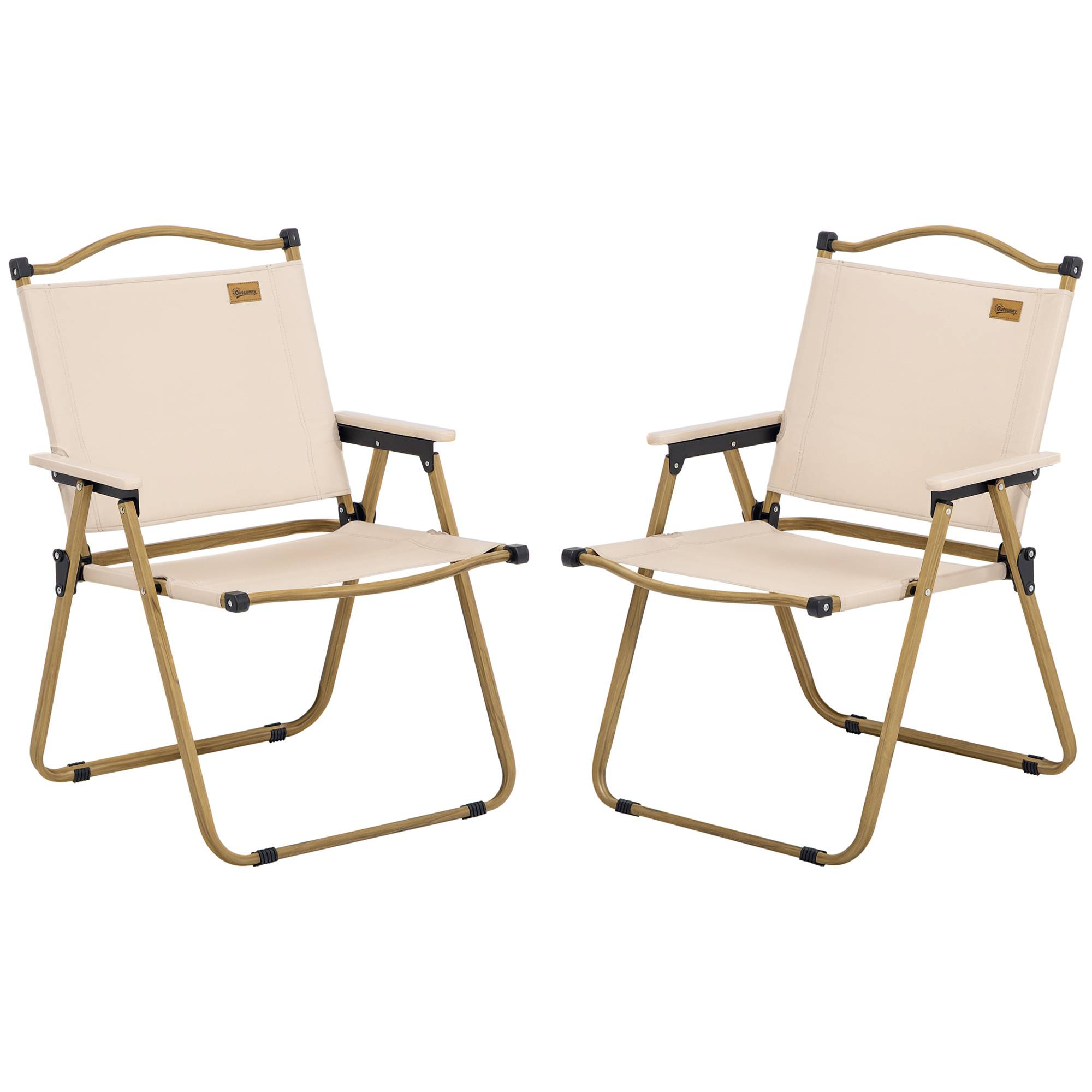 ComfortXL - Lot de 2 chaises pliantes acier et Oxford camping jardin plage avec accoudoirs kaki - ComfortXL Outdoor Living - Image 1