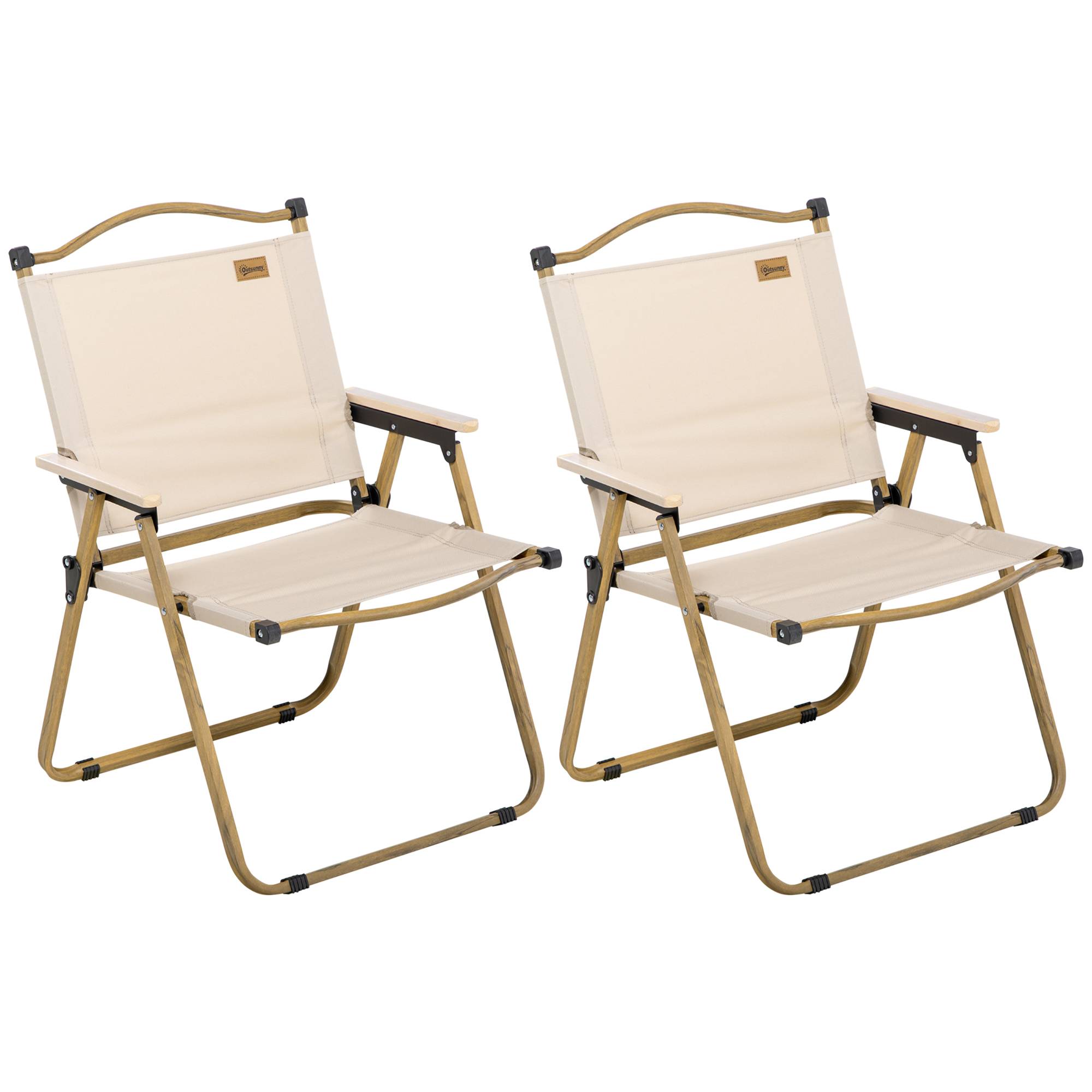 ComfortXL - Lot de 2 chaises pliantes acier et Oxford camping jardin plage avec accoudoirs kaki - ComfortXL Outdoor Living - Image 2