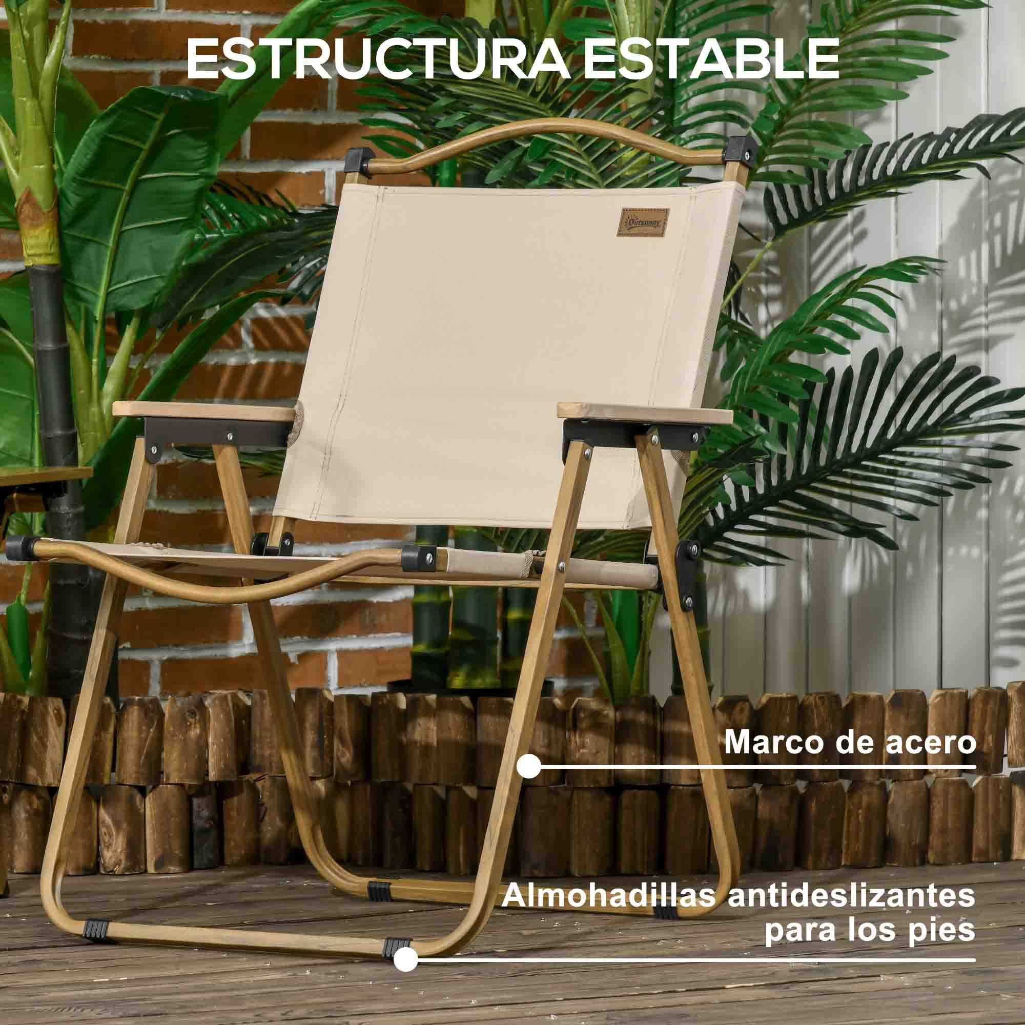 ComfortXL - Lot de 2 chaises pliantes acier et Oxford camping jardin plage avec accoudoirs kaki - ComfortXL Outdoor Living - Image 9