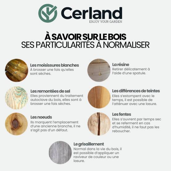 Clôture jardin bois Cleveland, CERLAND, H.95 x l.180 cm, naturel - Image 5