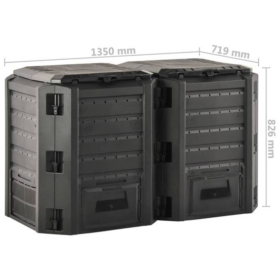 Composteur de jardin polypropylène noir 135 x 71.9 x 82.6 cm - PANGIVO - Image 5