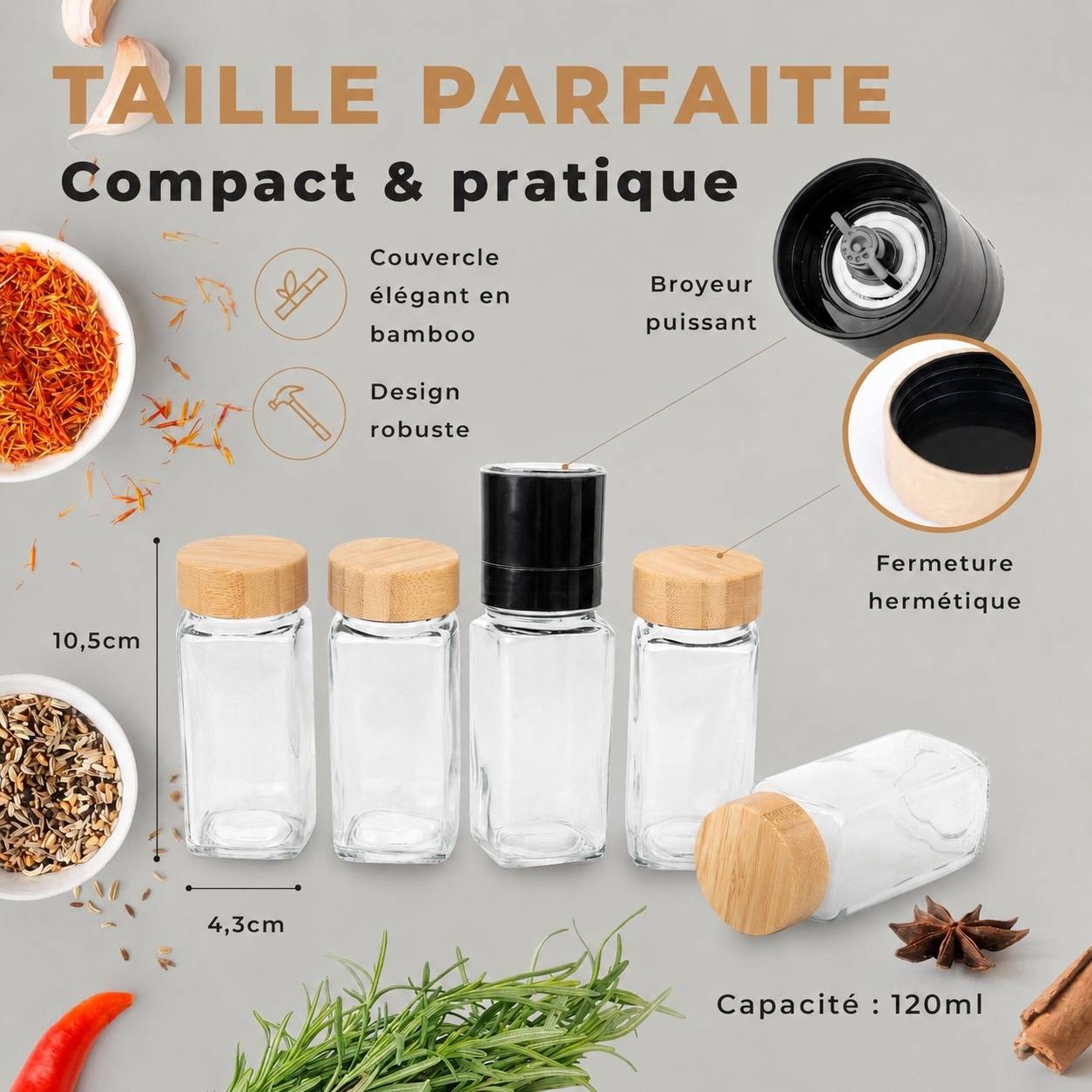 24 Pots à Épices en Verre avec Étiquettes pour Organisation de Cuisine - Image 6