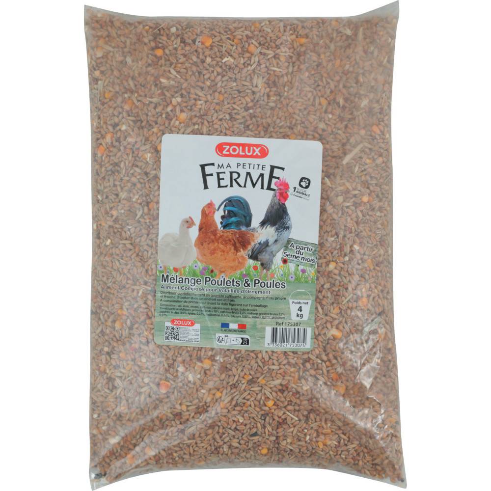 Zolux - Aliment composé Mélange poulets et poules 4 kg basse cour