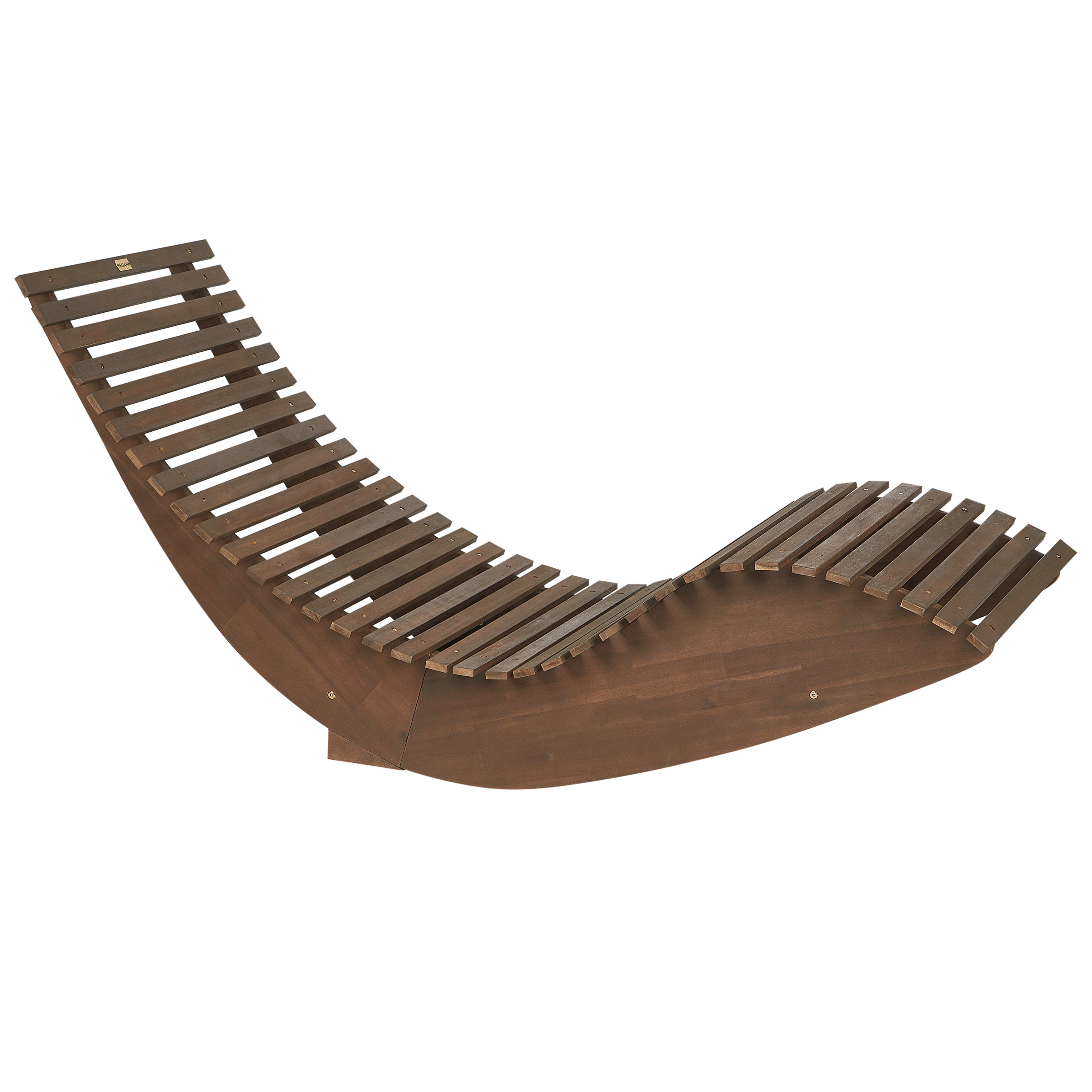 Beliani - Chaise Longue à Bascule Bois Foncé en Bois d'Acacia avec Coussin Gris Patio Terrasse Jardin à Lattes - Image 5
