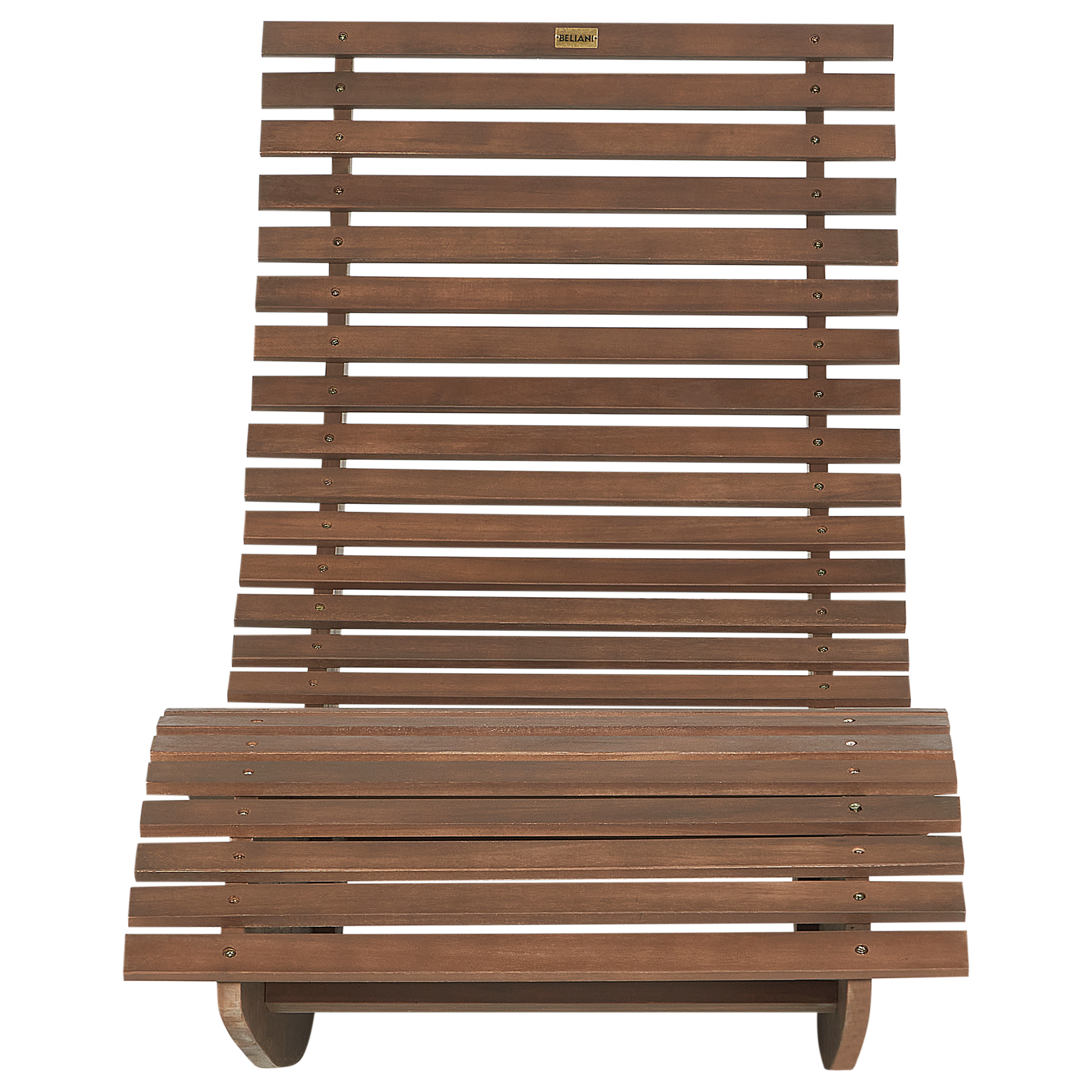 Beliani - Chaise Longue à Bascule Bois Foncé en Bois d'Acacia avec Coussin Gris Patio Terrasse Jardin à Lattes - Image 6